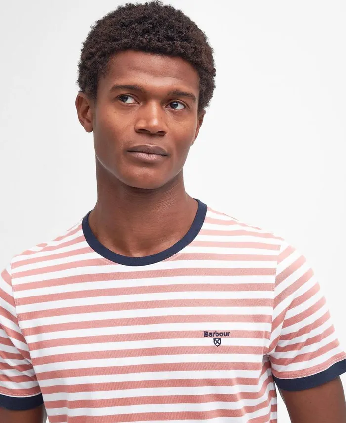 Quay Striped TShirt Heritage Lemon Men Barbour TShirts