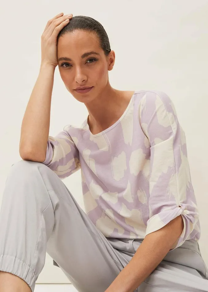 Rea Printed Jersey Top Dusty Pinkivory Women Phase Eight Tops and TShirts