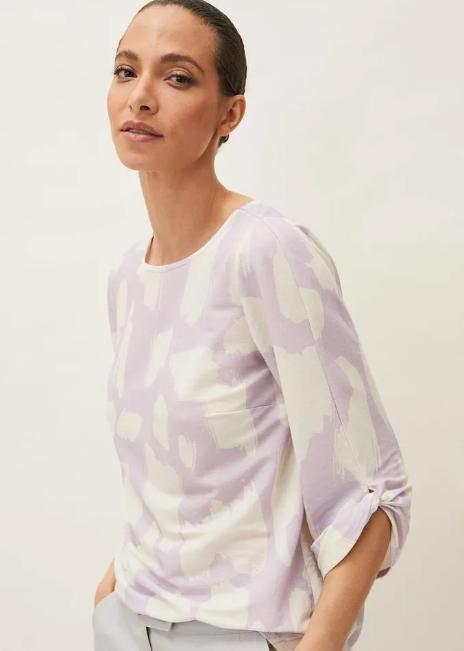 Rea Printed Jersey Top Dusty Pinkivory Women Phase Eight Tops and TShirts