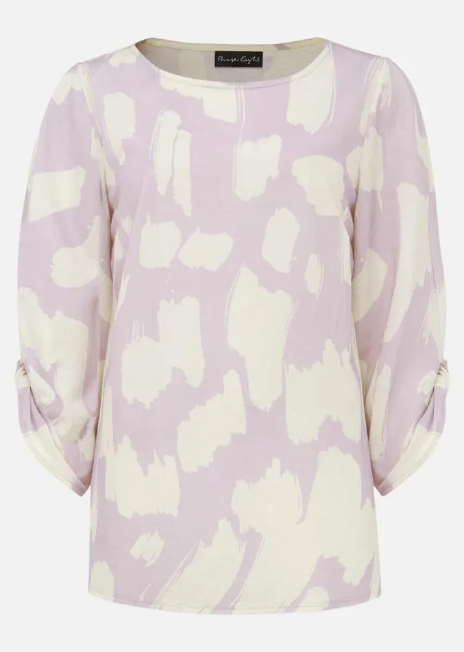 Rea Printed Jersey Top Dusty Pinkivory Women Phase Eight Tops and TShirts