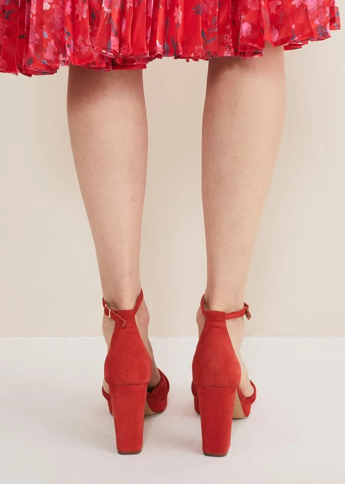 Red Suede Open Toe Heels Red Women Phase Eight Heels