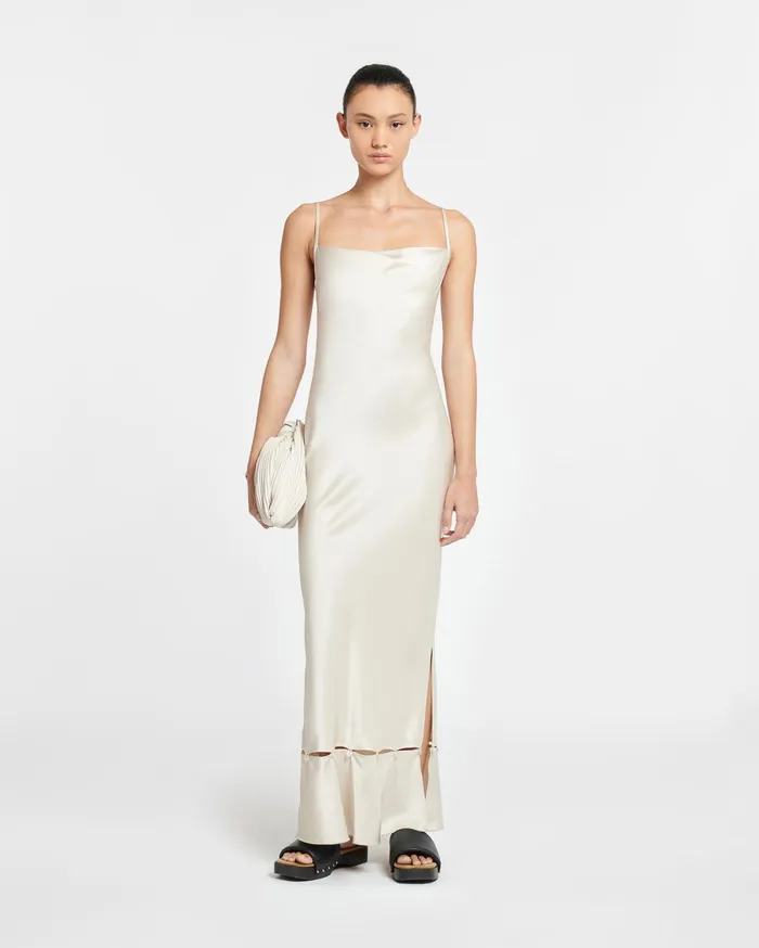 Renny Slip Satin Maxi Dress Creme Women Nanushka Dresses