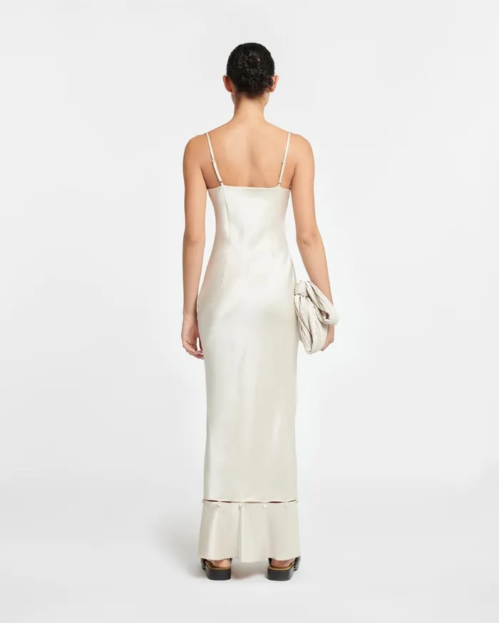 Renny Slip Satin Maxi Dress Creme Women Nanushka Dresses
