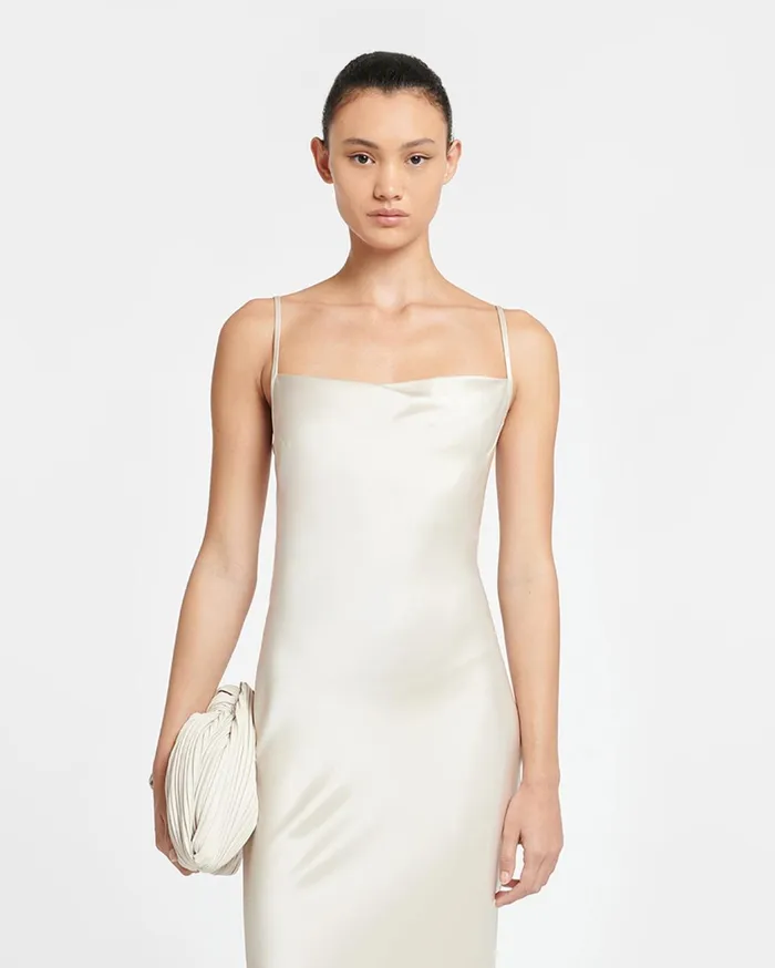 Renny Slip Satin Maxi Dress Creme Women Nanushka Dresses