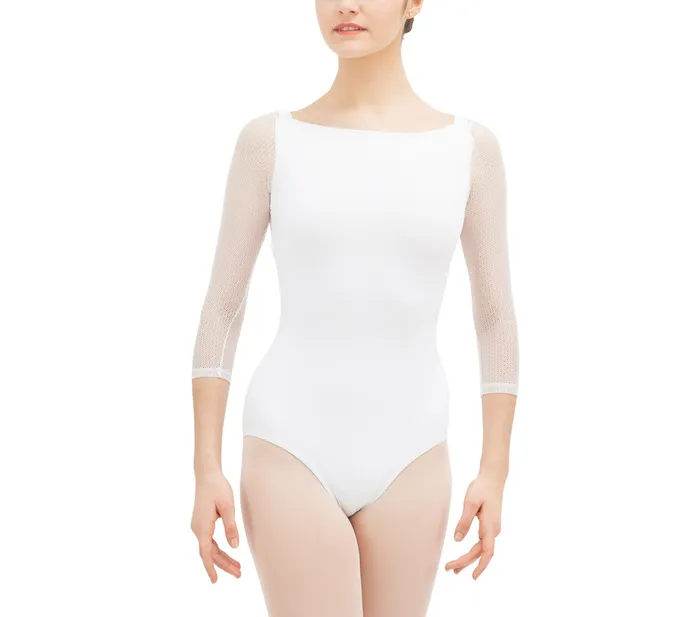 Repetto Womens Leotards and Tunics 34 Sleeves Leotard With Lace White