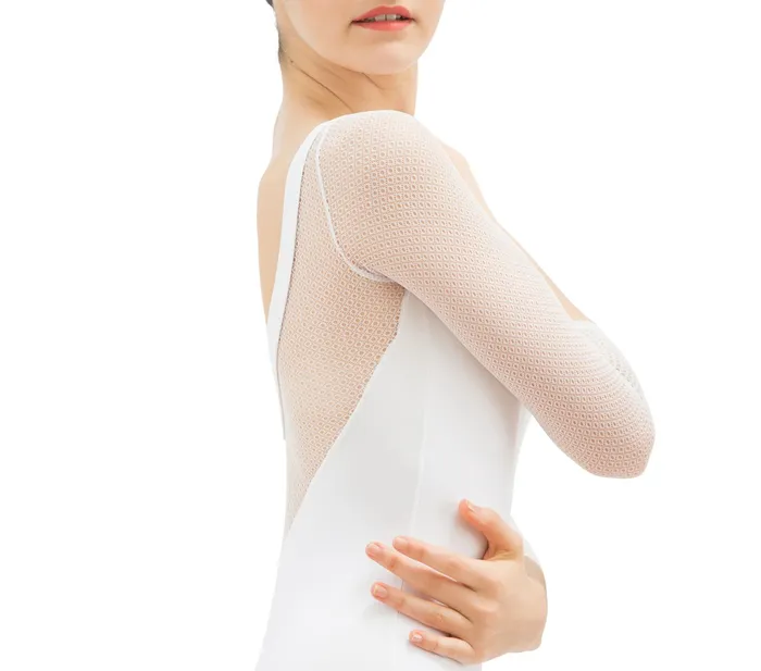 Repetto Womens Leotards and Tunics 34 Sleeves Leotard With Lace White
