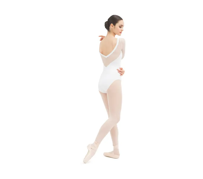 Repetto Womens Leotards and Tunics 34 Sleeves Leotard With Lace White