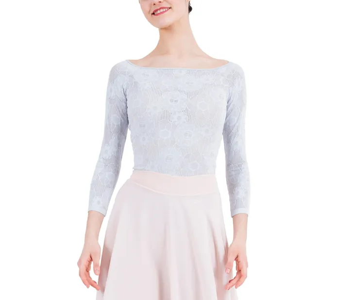 Repetto Womens Tops Long Sleeves Top In Lace Pearl Grey