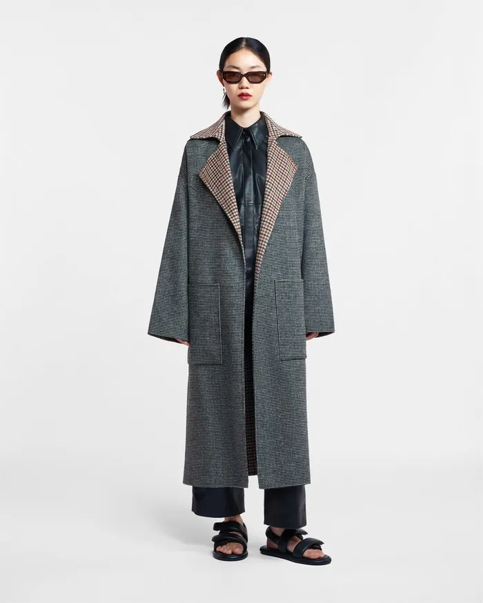 Reversible Oversized Robe Coat Check Women Nanushka Outerwear