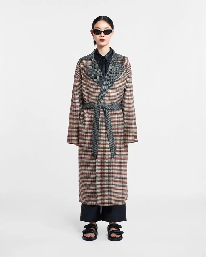 Reversible Oversized Robe Coat Check Women Nanushka Outerwear