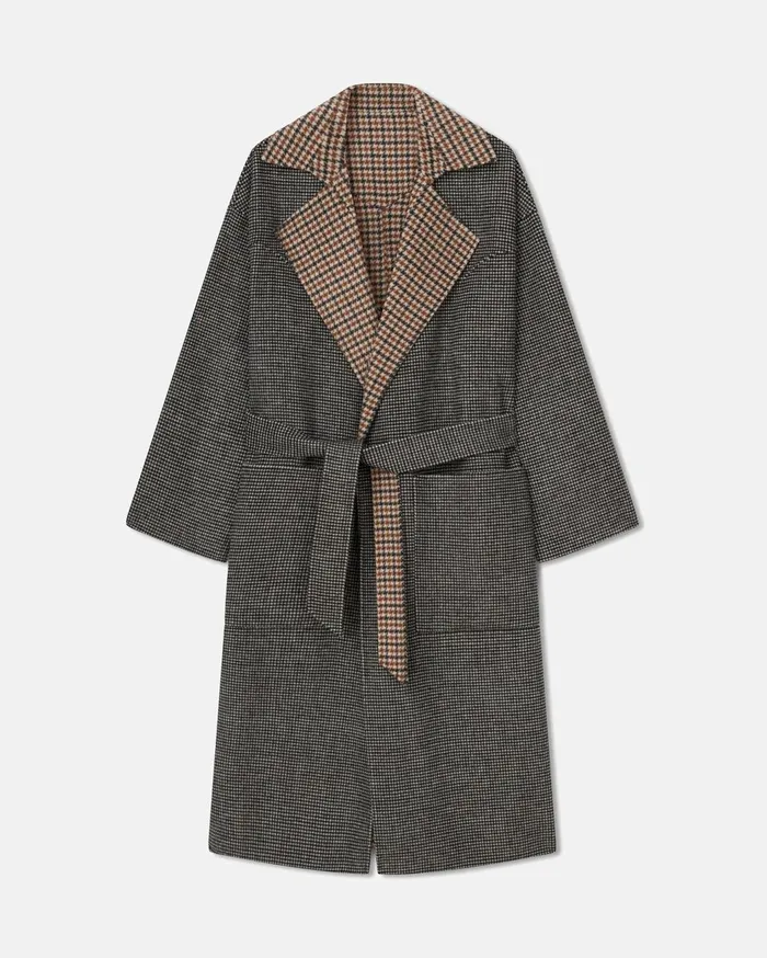 Reversible Oversized Robe Coat Check Women Nanushka Outerwear