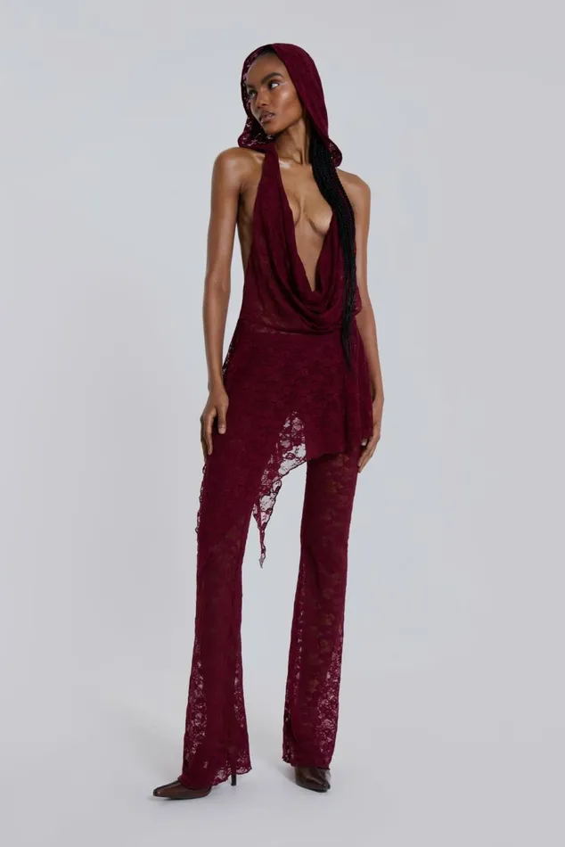 Riva Lace Hooded Coord Set Red Women Jaded London Trousers
