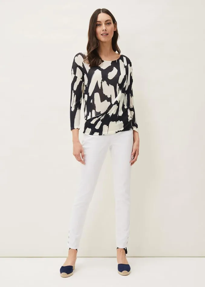 Robyn Smudge Print Jumper Carbonwhite Women Phase Eight Knitwear