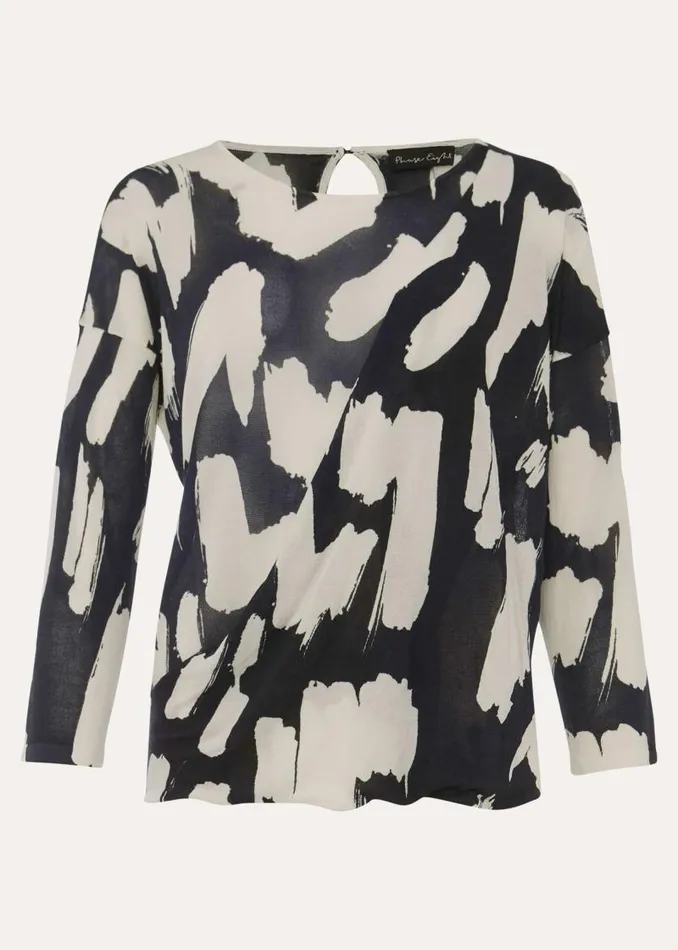 Robyn Smudge Print Jumper Carbonwhite Women Phase Eight Knitwear