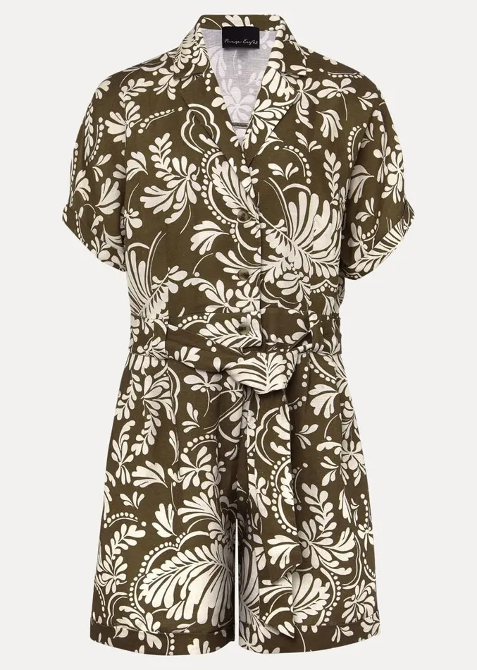 Rosalia Printed Playsuit Khaki Women Phase Eight Dresses