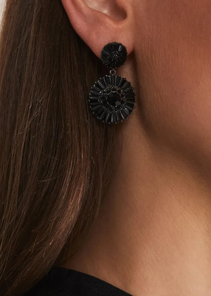 Round Stone Drop Earring Black Women Phase Eight Jewellery
