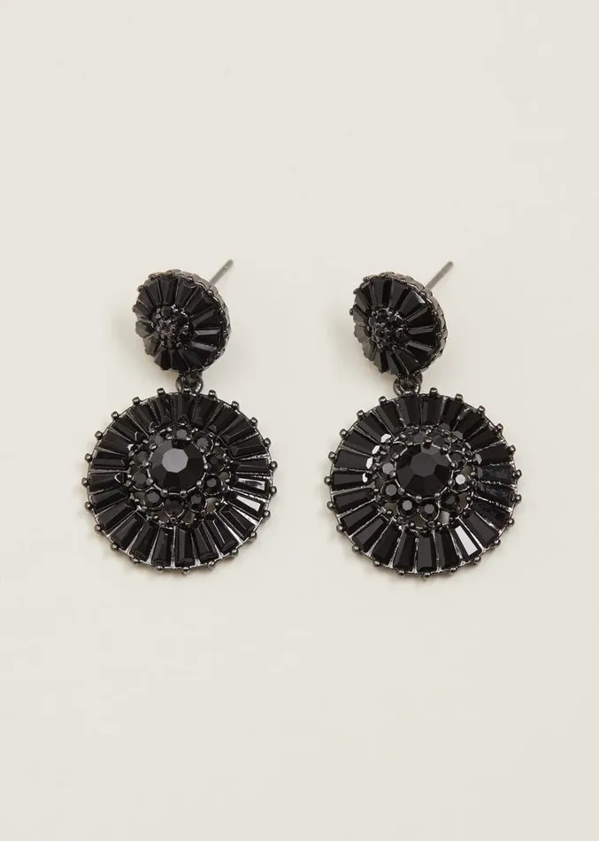 Round Stone Drop Earring Black Women Phase Eight Jewellery