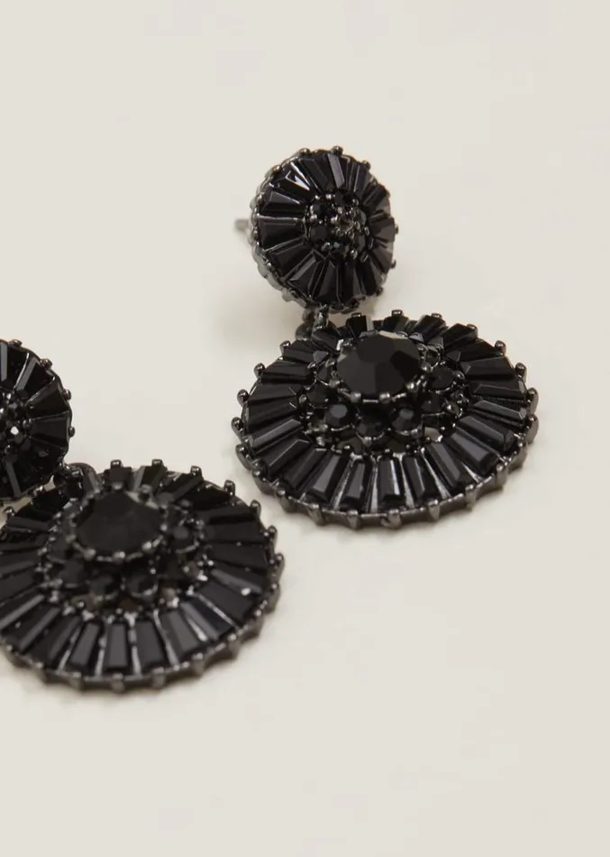 Round Stone Drop Earring Black Women Phase Eight Jewellery