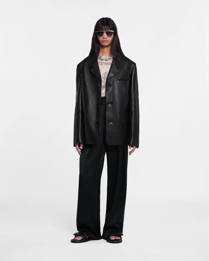 Rox Regenerated Leather Blazer Black Women Nanushka Jackets and Blazers
