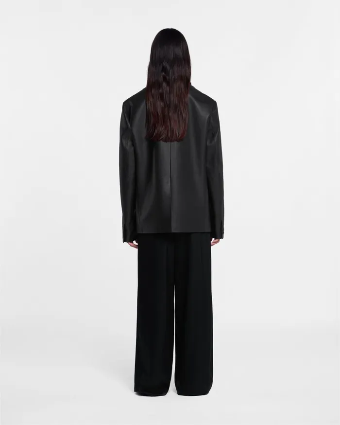 Rox Regenerated Leather Blazer Black Women Nanushka Jackets and Blazers
