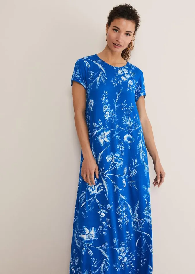 Roxanna Floral TShirt Maxi Dress Blue Women Phase Eight Dresses