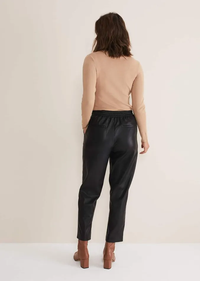 Rya Pleather Straight Leg Trouser Black Women Phase Eight Trousers