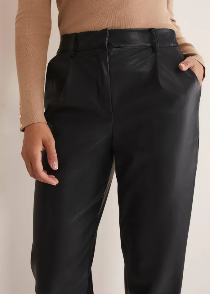 Rya Pleather Straight Leg Trouser Black Women Phase Eight Trousers