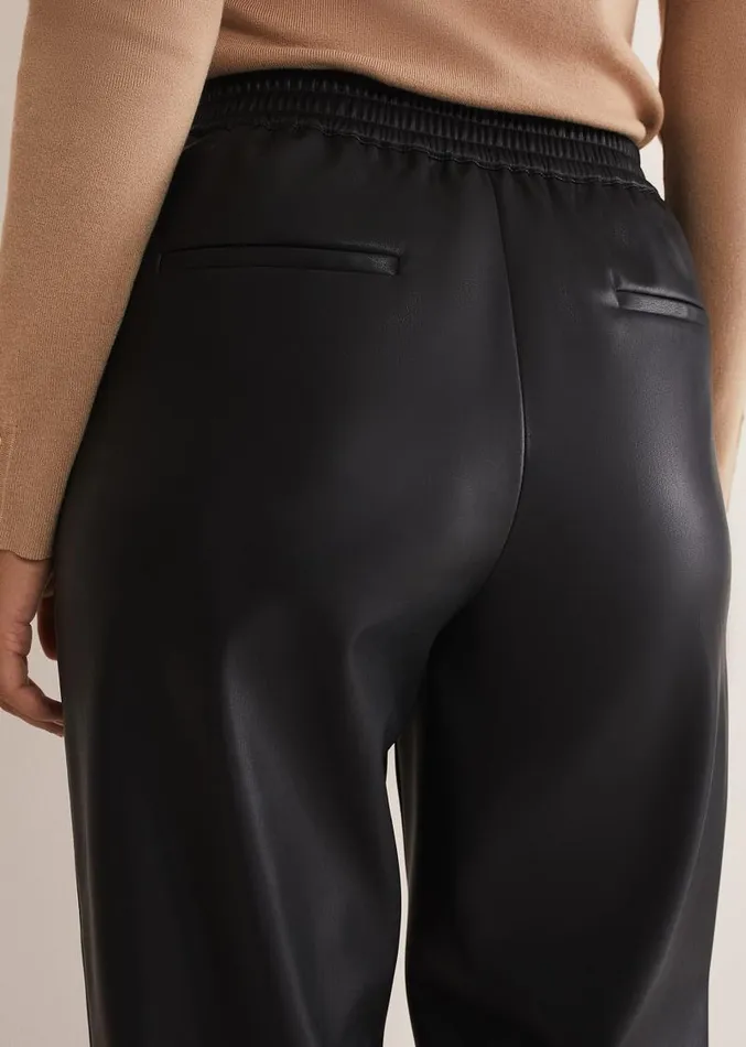 Rya Pleather Straight Leg Trouser Black Women Phase Eight Trousers