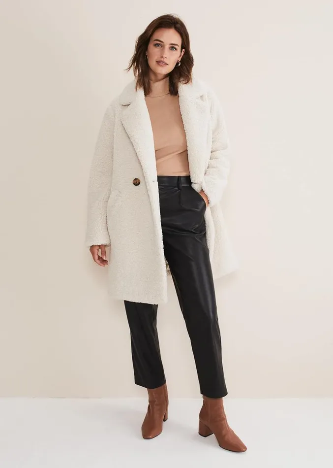 Rya Pleather Straight Leg Trouser Black Women Phase Eight Trousers