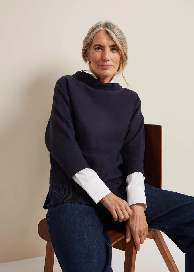 Salima Funnel Neck Jumper Navy Women Phase Eight Knitwear