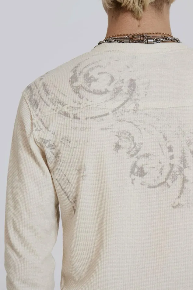 Sanctified Waffle Henley White Men Jaded London TShirts Sanctified Waffle Henley White Men Jaded London TShirts