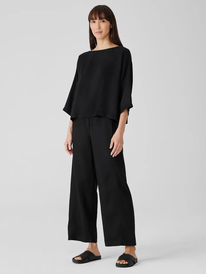 Sandwashed TwillBoxTop Black Women Eileen Fisher Tops and Tees