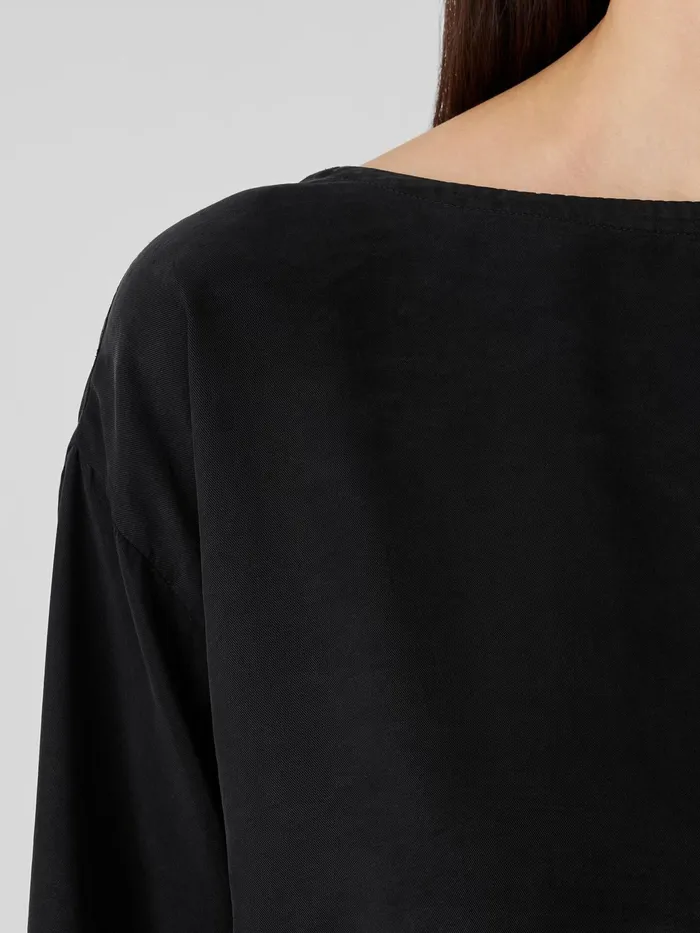 Sandwashed TwillBoxTop Black Women Eileen Fisher Tops and Tees