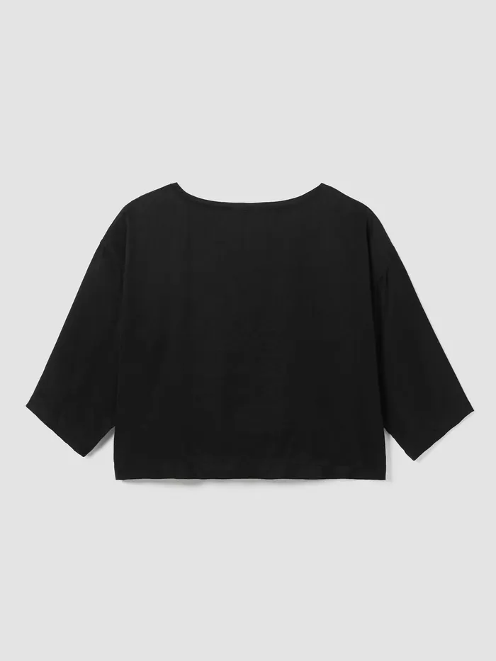 Sandwashed TwillBoxTop Black Women Eileen Fisher Tops and Tees