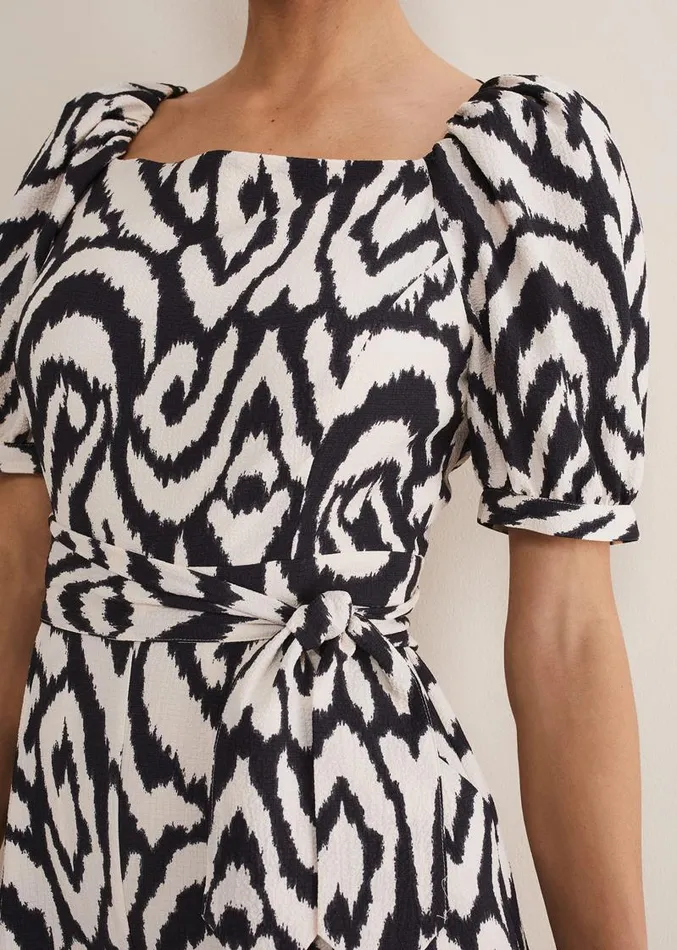 Sara Ikat Wide Leg Jumpsuit Blackcream Women Phase Eight Dresses