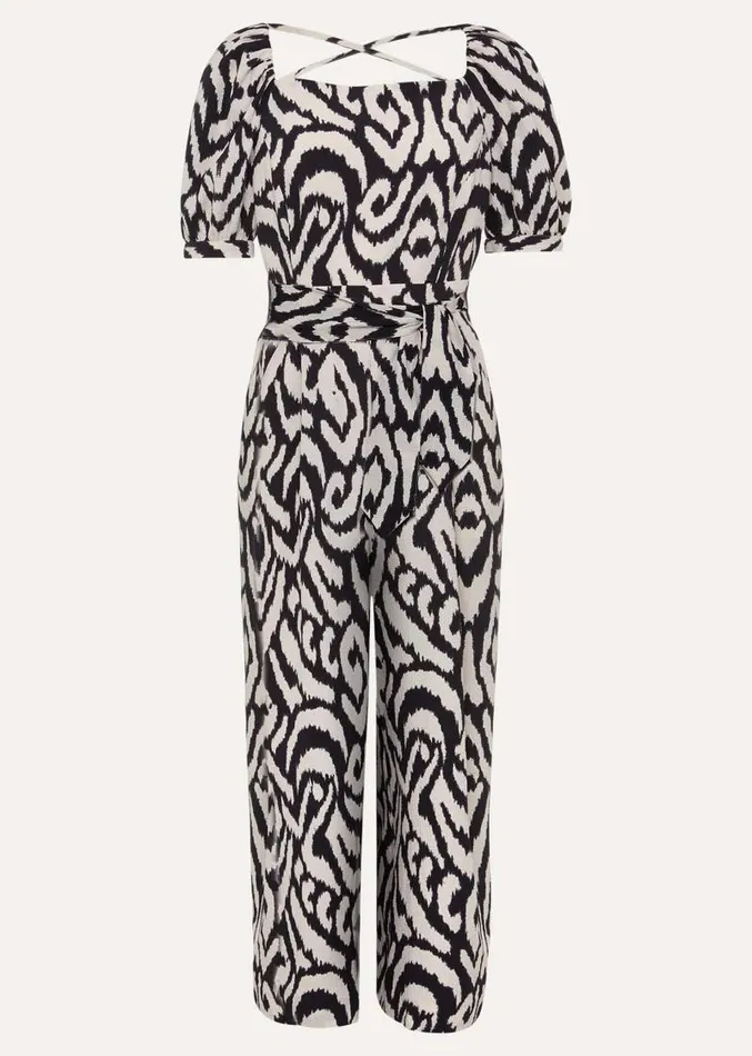 Sara Ikat Wide Leg Jumpsuit Blackcream Women Phase Eight Dresses
