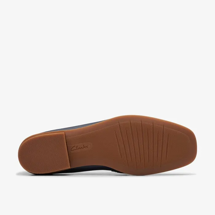 Sarafyna Iris Navy Leather Women Clarks SlipOns
