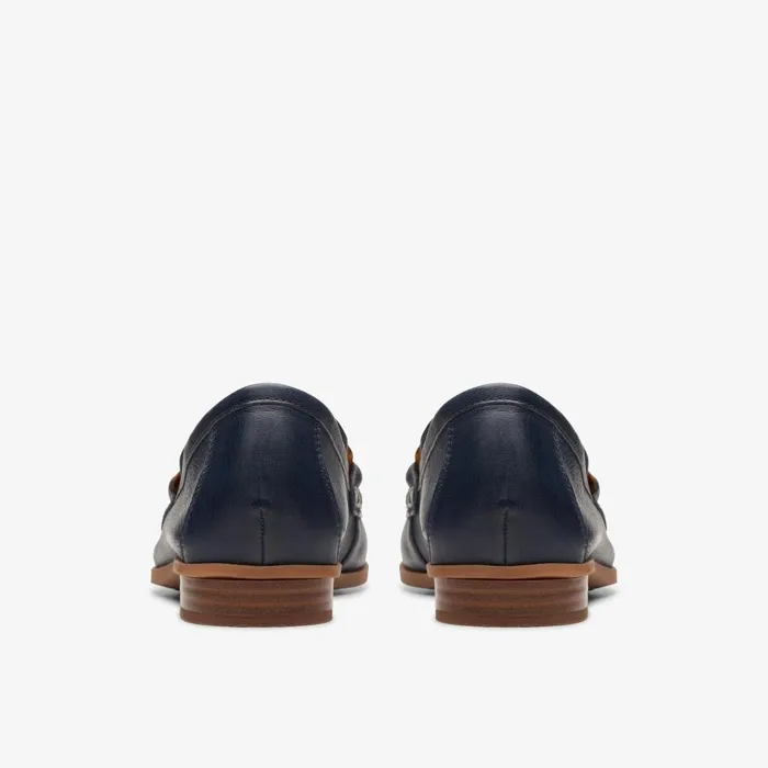 Sarafyna Iris Navy Leather Women Clarks SlipOns