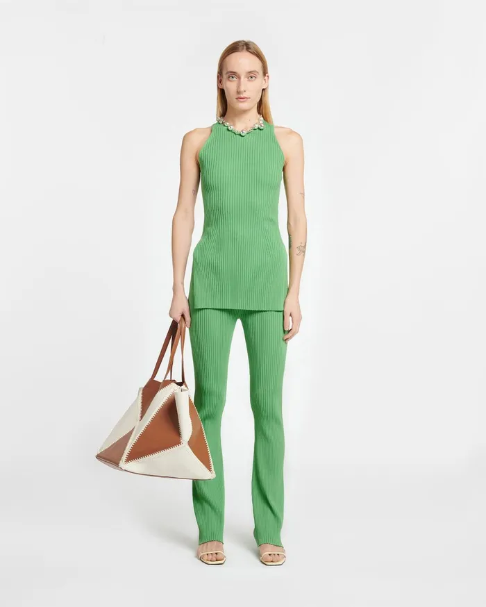 Savea RibbedKnit Halterneck Top Green Women Nanushka Knitwear