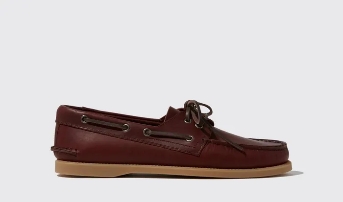 Scarosso Boat Shoes Men Jude Burgundy Burgundy 8211 Calf