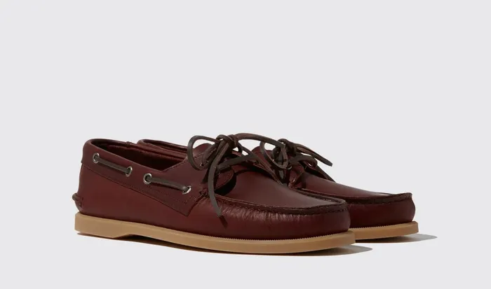 Scarosso Boat Shoes Men Jude Burgundy Burgundy 8211 Calf