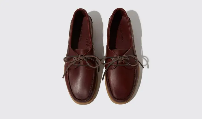 Scarosso Boat Shoes Men Jude Burgundy Burgundy 8211 Calf