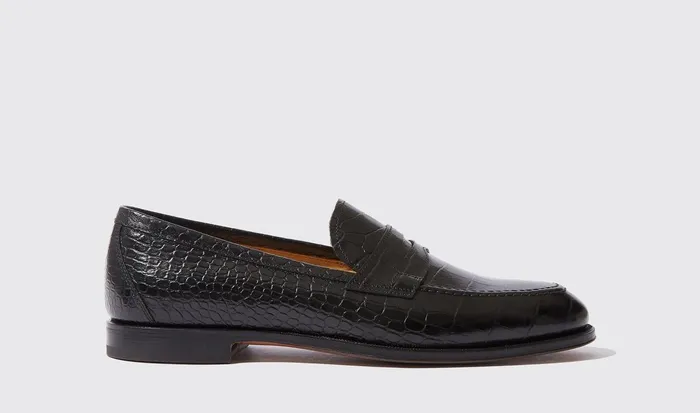 Scarosso Loafers Men Stefano Nero Cocco Black 8211 Crocoprinted Calf