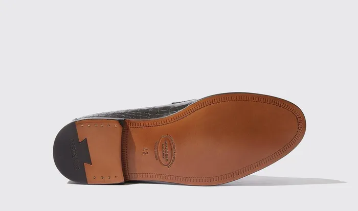 Scarosso Loafers Men Stefano Nero Cocco Black 8211 Crocoprinted Calf