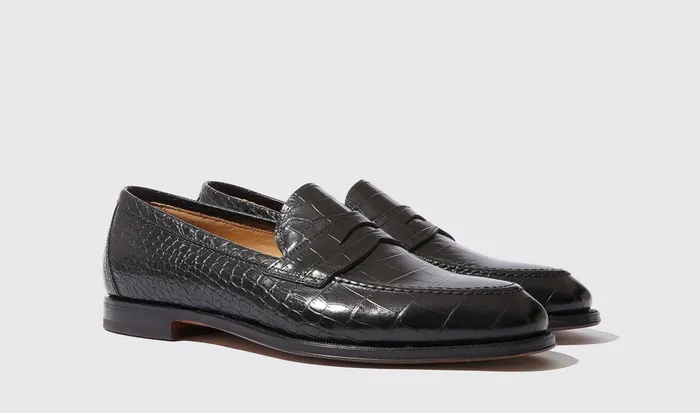 Scarosso Loafers Men Stefano Nero Cocco Black 8211 Crocoprinted Calf