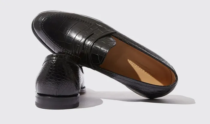 Scarosso Loafers Men Stefano Nero Cocco Black 8211 Crocoprinted Calf