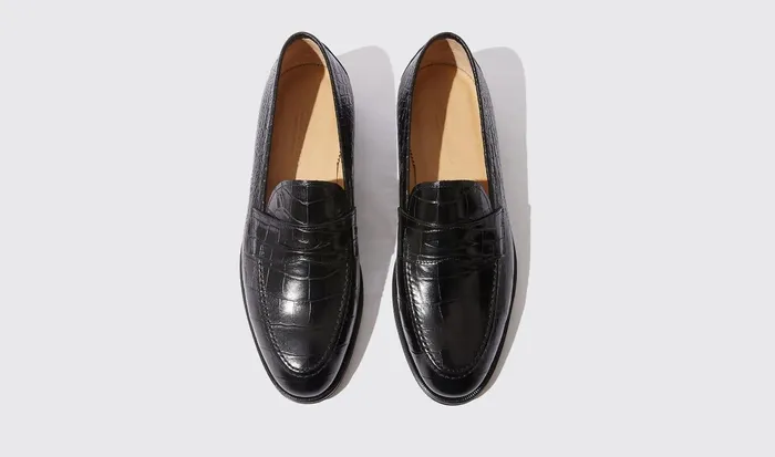 Scarosso Loafers Men Stefano Nero Cocco Black 8211 Crocoprinted Calf