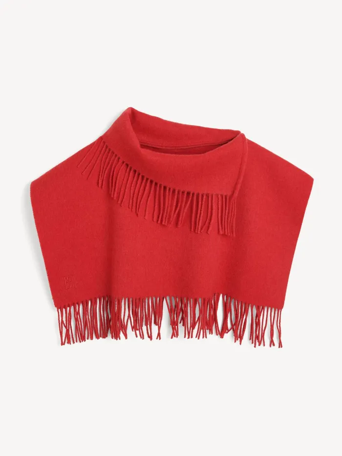 Scarves Women By Malene Birger Turtla Wool Fringe Bib Dark Chilli