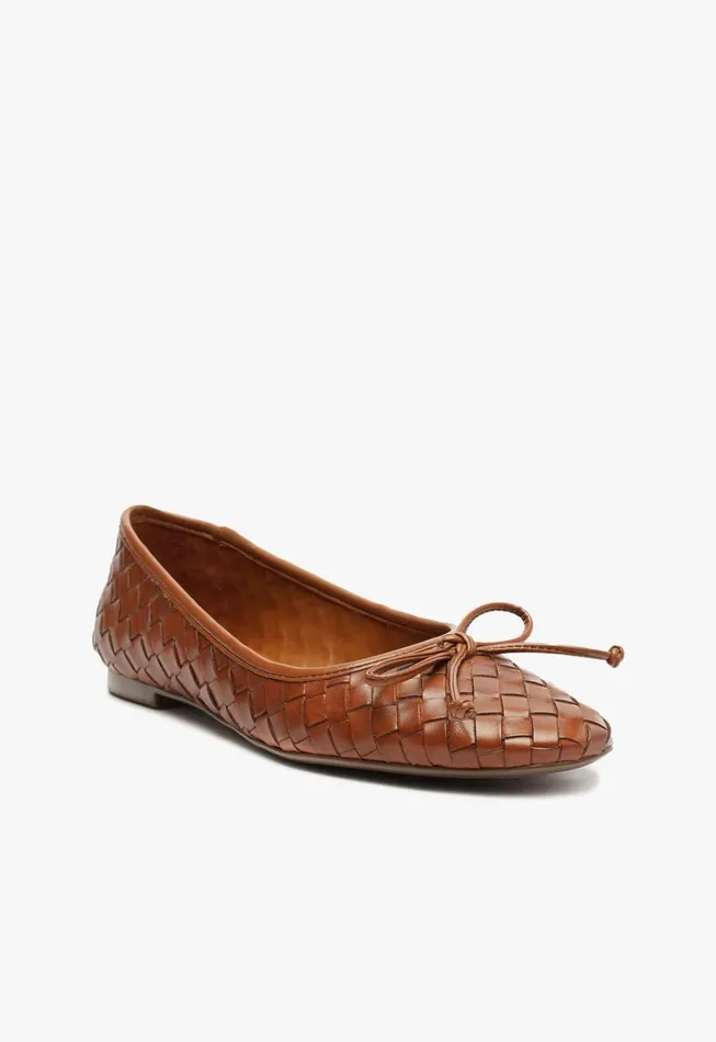 Schutz Shoes Ballerinas Women Arissa Woven Leather Flat Honey Peach Schutz Shoes Ballerinas Women Arissa Woven Leather Flat Honey Peach