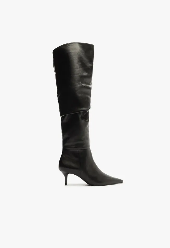 Schutz Shoes Boots Women Ashlee Mid Over The Knee Boot Black